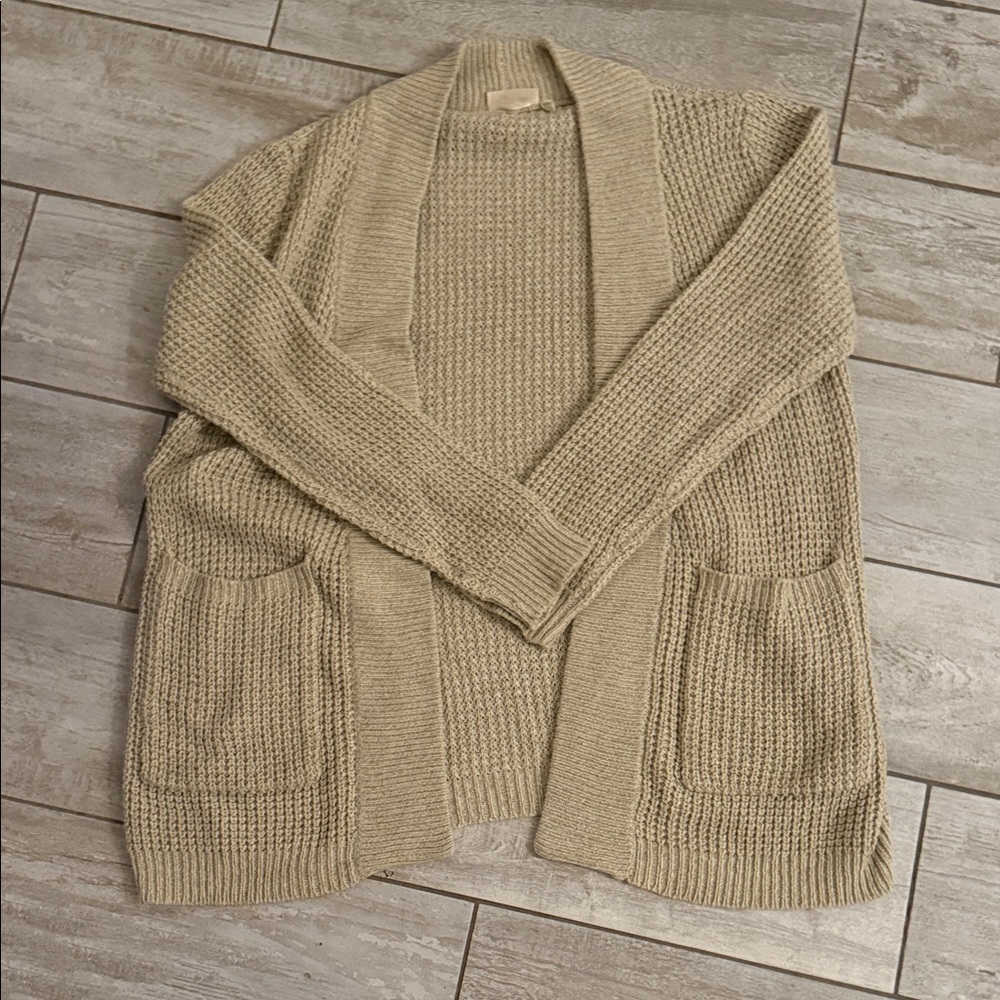 RD Style Tan Open-Front Cardigan
